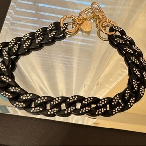 Gold Blush Crystal Luxe Bag Chain- Matte Black Mini Bag Chain